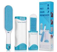 Bailey & Buddies Pet Hair Remover Lint Brush with Self-Cleaning Base & Travel Kit - Reusable Double-Sided Fur Remover for Dogs & Cats - Fluff & Lint Remover for Clothes, Carpets, Sofas & Cars