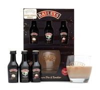 Baileys Gift Set - Baileys Irish Cream, Baileys Salted Caramel, Coffee Liqueur x3 Alcohol Miniatures 5cl Bottles & Branded Glass - Birthday Alcohol Gift Sets for Women, Men, Mum Gifts, Christmas