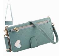 BAILI Case for Honor 9X/9X Premium, Large Capacity Leather Wallet Purse, 1 Zipper Pocket Kickstand Wrist Strap Magnetic Cover for Honor 9X/9X Premium-Green