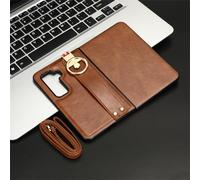 BAILI Case for Microsoft Surface Duo 2 with Lanyard, Strap Holder Microsoft Surface Duo 2 Cell phone case, Hanging Around the Neck Carrier Necklace Leash Cover for Microsoft Surface Duo 2-Brown