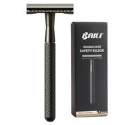 BAILI Double Edge Safety Razor Reusable Manual Long Handle Stainless Steel DE Wet Shaving for Men Women Beard Bikini Armpit Leg Hair Removal Matte Black BDB3G