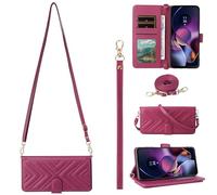 BAILI for ZTE Blade A75 Pro 5G Phone Case, Flip Wallet Leather Cover with 6 Card Slots Wrist Strap Magnetic for ZTE Blade A75 Pro 5G-Red