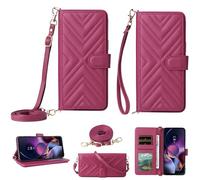 BAILI for ZTE Nubia V80 Max Phone Case, Flip Wallet Leather Cover with 6 Card Slots Wrist Strap Magnetic for ZTE Nubia V80 Max-Red