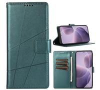 BAILI Wallet Case for Oppo A3 Pro 5G India, Card Slots, Stand, Line Patterns Cover Compatible with Oppo A3 Pro 5G India-Green