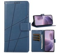 BAILI Wallet Case for Oppo A3 Pro 5G India, Card Slots, Stand, Line Patterns Cover Compatible with Oppo A3 Pro 5G India-Blue