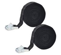 Bailinks 2-Pack Heavy Duty Tie Down Straps,Adjustable Lashing Straps with Buckle, Durable Black Tension Belts for Securing Cargo, Motorcycle, Trucks, Trailers, Luggage (25MMX5M)