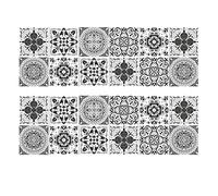 Bailinks 24 Pcs 4'' Grey Wall Tile Stickers Victorian Moroccan Mosaic Style Tile Stickers furniture transfers, Stick on Tiles Peel and Stick, Room Decor for Kitchen bathroom Stairs