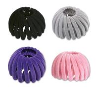 Bailinks 4 Pcs Hair Bun Tool Set - Expandable Geometric Hair Loops and Ponytail Holder Clips, Nest Shaped Hair Accessories for Women and Girls, Perfect for Quick Styling and Secure Hold (ColorsBGPP)