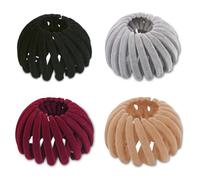 Bailinks 4 Pcs Hair Bun Tool Set - Expandable Geometric Hair Loops and Ponytail Holder Clips, Nest Shaped Hair Accessories for Women and Girls, Perfect for Quick Styling and Secure Hold (ColorsBGRC)