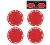 Bailinks 4PCS Bling Car Coasters, Anti-Slip Silicone Car Cup Holder Insert Mat, Universal Sparkling Rhinestone Car Accessories for Women, 2.75" Diameter, Car Interior Décor (Red)