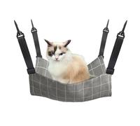 Bailinks 53x35CM Soft Plush Cat Hammock Bed with Metal Hooks for Kitten Puppies and Small Pets, Adjustable Straps and Cozy Swing Design for Cages and Gardens (Gray Grid)