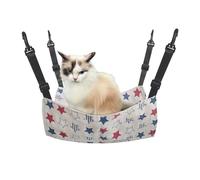 Bailinks 53x35CM Soft Plush Cat Hammock Bed with Metal Hooks for Kitten Puppies and Small Pets, Adjustable Straps and Cozy Swing Design for Cages and Gardens (Red Star)