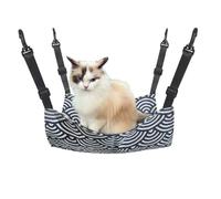 Bailinks 53x35CM Soft Plush Cat Hammock Bed with Metal Hooks for Kitten Puppies and Small Pets, Adjustable Straps and Cozy Swing Design for Cages and Gardens (White and Blue)