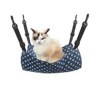 Bailinks 53x35CM Soft Plush Cat Hammock Bed with Metal Hooks for Kitten Puppies and Small Pets, Adjustable Straps and Cozy Swing Design for Cages and Gardens (Blue Star)