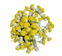 Bailinks 60 Pcs 2cm Mini Foam Mushrooms Miniature Ornaments for Fairy Garden Bonsai Flower Pot Micro Landscape Decorations Mixed Color Craft Decor (Yellow)
