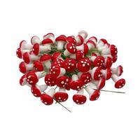 Bailinks 60 Pcs 2cm Mini Foam Mushrooms Miniature Ornaments for Fairy Garden Bonsai Flower Pot Micro Landscape Decorations Mixed Color Craft Decor (Red)
