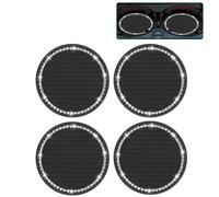 Bailinks Luxury Bling Car Coasters, 4 Pack Universal Glitter Rhinestone Cup Holder Inserts - Non-Slip Sparkly Crystal Car Interior Accessories for Men and Women, 2.75" Diameter (Black)