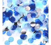 Bailinks Mixed Colorful Confetti 50g,5000 Pcs, Heart & Round Sequins for Confetti Balloons, Wedding, Birthday Party Decor, Biodegradable Papers, Table Decorations Filling (Blue White and Silver)