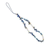 Bailinks Mobile Phone Charm Strap, Lanyard Key Chain Wristband, Handmade Crushed Stone Pearl Case Charm Jewelry Accessory (Blue)