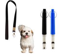 Bailinks Professional Ultrasonic Dog Whistle Set-Adjustable Frequency for Effective Training and Recall - Silent Anti-Bark Whistles with Lanyards for Pets (Black & Blue)