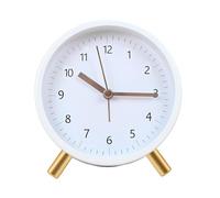 Bailinks Silent Analog Alarm Clock with Night Light, Non-Ticking Battery Operated Round Desk Clock for Bedroom, Office, Kids, Simple Classic Design, Ideal for Heavy Sleepers,4.5 inches (White)