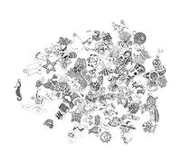 Bailinks Silver Charms for Jewellery Making,100 Pieces Mixed Smooth Tibetan Metal Charms Pendants for DIY Craft Jewelry Making Bracelet Necklace Pendant Earring Accessories