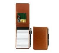 Bailinks small notebooks pocket size, a7 notebook Portable Mini Leather Notepad Memo Book with Pen, pocket notebook for Work Restaurants Offices Schools(brown)