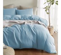 Bailix Premium Muslin Cotton Bed Linen Sets 200 x 220 cm, 3-Piece Purple, 100% Cotton Duvet Covers 200 x 220 cm + 2 Pillowcases 80 x 80 cm, Oeko-Tex Bedding Sets with Buttons Purple