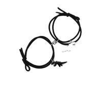 BAILIY Couple Bracelet Cartoon Dinosaur Charm Wristband Black Braided Rope Adjustable Bracelet for Lover Women Girl Boy Valentine's Day