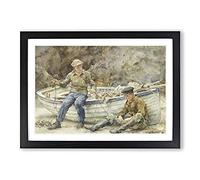 Bailling A Spiller by Henry Scott Tuke Framed Print | A2 Black Framed Wall Art | Ready to Hang | Modern Nature Picture | Living Room Bedroom Lounge Office