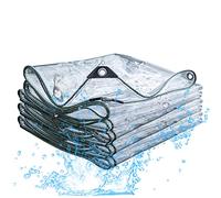 BAILR Transparent Tarpaulin PVC 2.4x4m, Tarp Waterproof Heavy Duty Perforated Rainproof Tarps 0.35mm thick Collapsible Clear Waterproof Cover Tarp,Clear (A 2.4x4m)