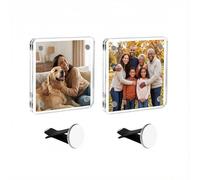 Bailtouk 2 Pcs Car Photo Holders for Dashboard Vent, Magnetic Acrylic Car Picture Frame, Double Sided Vent Picture Frame Clip Horizontal or Vertical Display Fits (2.4x2.4IN)