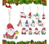 Bailtouk Diamond Art Keychains Kit, 12 Pcs Double-Sided Christmas Diamond Art, 5D Xmas Santa Diamond Arts Keyrings Diamonds Arts Christmas Decorations for for DIY Key Ring Phone Charm Decor