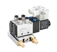 BAIMAIN 2 Station Pneumatic Solenoid Valve Set 4V210-08 DC 24V, 5 Way 2 Position Control, 1/4" PT Port, Manifold Base with Quick Fittings & Silencers, Industrial Air Valve Kit