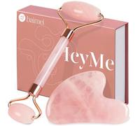 BAIMEI Jade Roller & Gua Sha Set for Face,Face Roller Massager,Rose Quartz