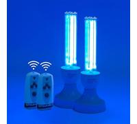 BAIMNOCM Total 50 Watt UV Light Sanitizer, UVC Germicidal Lamp with E26 Base and Remote Control, UV Disinfection Light Bulb for Basement/Bedroom/Kitchen 2 Count 25W