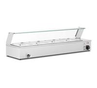 Royal Catering RCBM_GN1/2_3 Bain-Marie 2,000 W 4 GN 1/2 Drain Tap Gastronorm Container Water Bath (Stainless steel / Glass (tempered), 30 - 110 °C, Total Capacity 4 x 6 L)