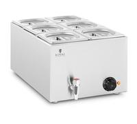 Bain-marie 600 W 6 GN 1/6 Drain tap - Industrial Bain Maries by Royal Catering Silver