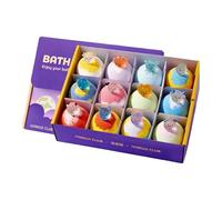 Bain Moussant Effervescent - Lot 12 Boules Sel Parfumées avec Jouets Surprise | Galets Bain Moussants Relaxation Spa Détente Famille Adultes Maison Voyage Usage Cadeau Báin