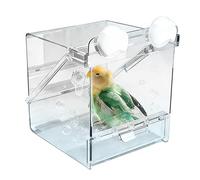 Bain pour oiseaux - Récipient d'alimentation transparent pours cage | Perruche Calopsitte Conure Inséparable Diamond Mandarin Cacatoès Soin Canari Accessory Hygiene Shower Plastique Stable