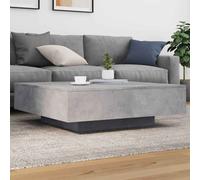 baina 100cm square wooden coffee table with led light - concrete grey