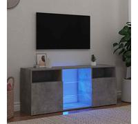 baina 120cm wooden tv sideboard with 2 doors and led lighting - concrete grey