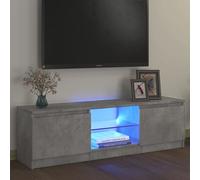baina 120cm wooden tv stand with 2 doors and led lighting - concrete grey