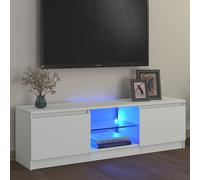 baina 120cm wooden tv stand with 2 doors and led lighting - white