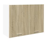 baina 80cm wooden wall hung storage cabinet with 2 doors - sonoma oak/white