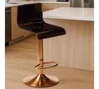 Baina Black Acrylic Bar Stool with Gold Finish Base