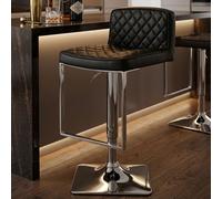 Baina Black Leather Effect Adjustable Bar Chair with Chrome Finish Base