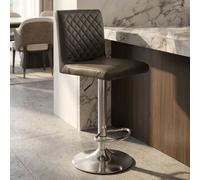 Baina Black Leather Effect Adjustable Bar Chair with Chrome Round Base