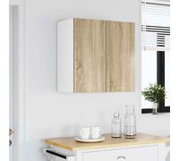 baina wall hung wooden storage cabinet with 2 doors - sonoma oak/white