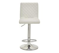 Baina White Leather Effect Adjustable Bar Chair with Chrome Round Base